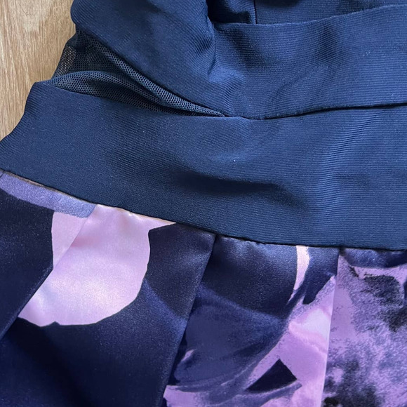 Xscape Navy/Purple Fit & Flare Sleeveless Mini Size 8 - Picture 2 of 9